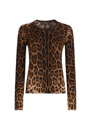 Dolce & Gabbana leo-print wool pullover - Brown