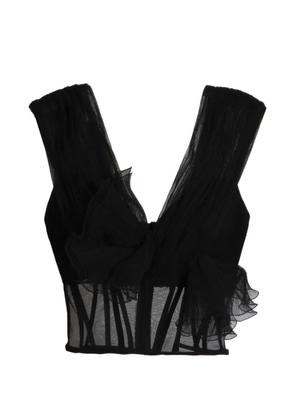 Gemy Maalouf ruffled bow-detail corset - Black