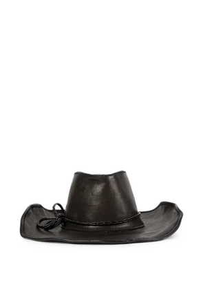 Ann Demeulemeester grained-leather braided-trim hat - Black