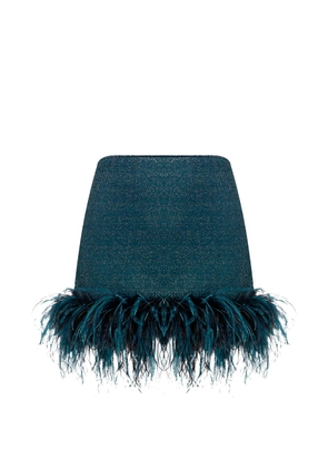 Oséree Lumière Plumage feather-trim skirt - Blue