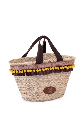 ALVIERO MARTINI 1° CLASSE pom-pom fringed shoulder bag - Neutrals
