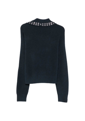 Patrizia Pepe eyelet-embellished ribbed-knit sweater - Blue