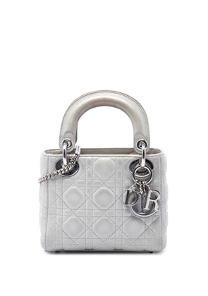 Christian Dior Pre-Owned 2015 Mini Iridescent Lambskin Cannage Lady Dior satchel - Silver