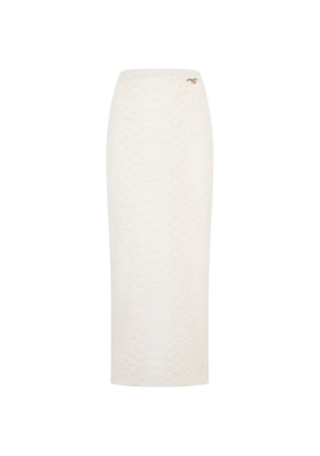 Roberto Cavalli snake-effect ruched maxi skirt - White