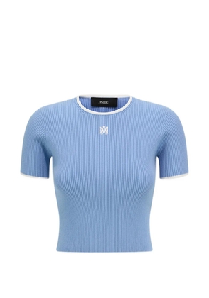 AMIRI MA logo-embroidered ribbed T-shirt - Blue
