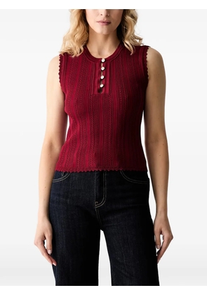 GUESS USA cable-knit scalloped-edge top - Red