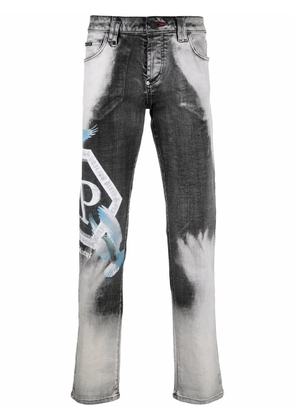 Philipp Plein bleached straight-leg trousers - White