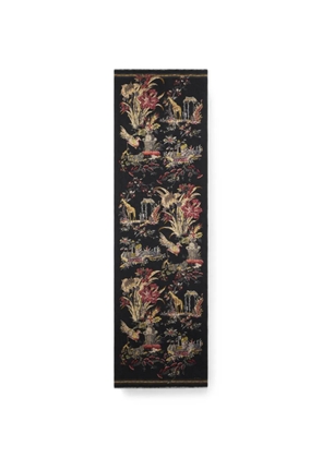 ETRO brushed wool scarf with two prints - Black