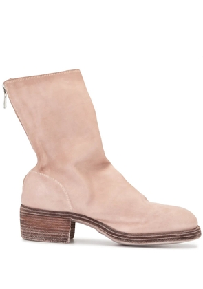 Guidi suede zip-up ankle boots - Pink