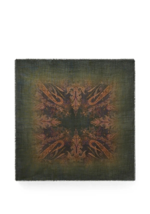 ETRO wool and silk scarf with faded floral Paisley motif - Green