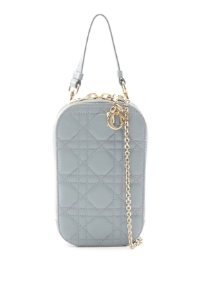 Christian Dior Pre-Owned 2021 Lambskin Cannage Lady Dior Call in Phone Holder satchel - Blue