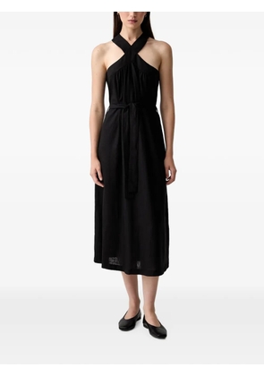 VICOLO crossover-strap belted midi dress - Black