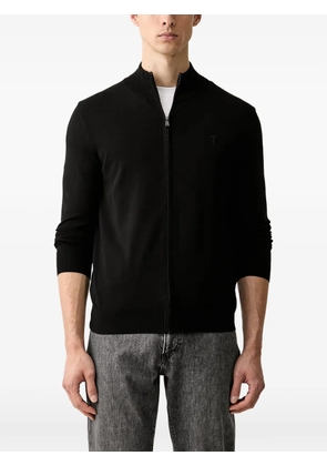 Trussardi zip-up embroidered-logo cardigan - Black