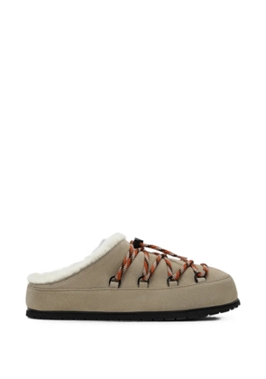 Prada lace-up shearling-lined slippers - Neutrals