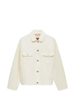 Marni white denim jacket with martingale - Neutrals