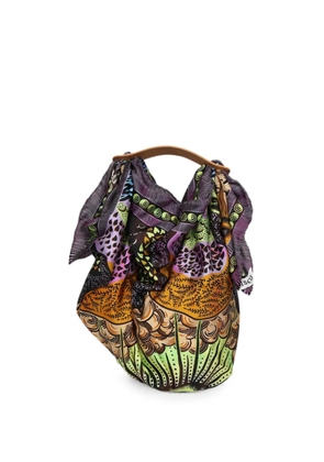 Atelier Vlisco abstract-print leather-strap backpack - Black
