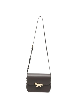 Maison Kitsuné fox-plaque leather shoulder bag - Brown