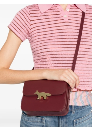 Maison Kitsuné fox-plaque leather shoulder bag - Purple