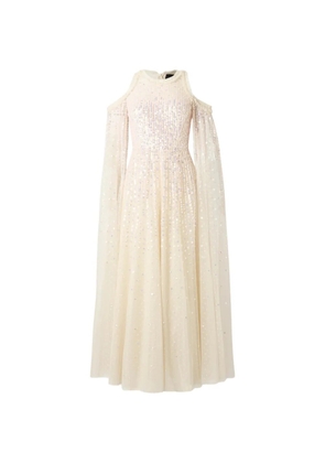 Needle & Thread Moonlight sequin-embellished cape-sleeve maxi dress - Neutrals