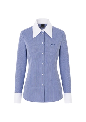 PINKO striped embroidered-logo shirt - Blue