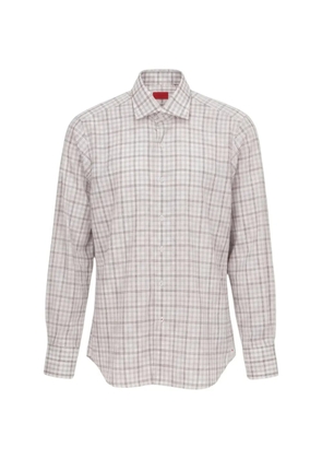 Isaia checked long-sleeve shirt - Neutrals