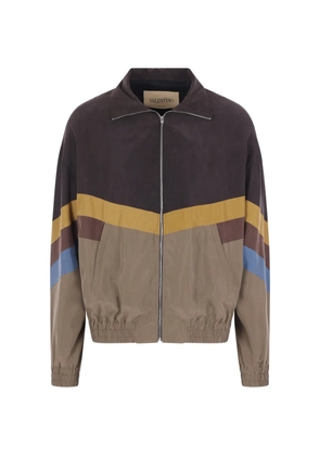 Valentino Garavani silk chevron bomber jacket - Brown