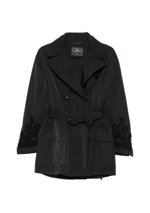 Ermanno Scervino embroidered double-breasted coat - Black