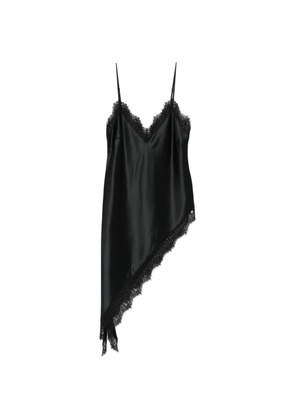 NISSA lace-trim asymmetric top - Black