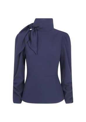 DRHOPE bow detail high-neck shirt - Blue