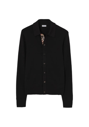 Burberry check-trim button-up sweater - Black
