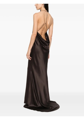 TOM FORD halterneck silk-satin maxi dress - Brown