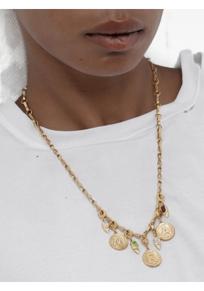 Azlee diamond initial coin pendant - Gold