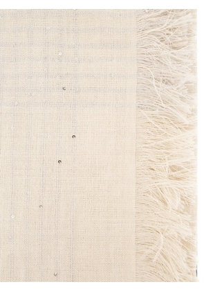 Peserico check-pattern sequin-embellished scarf - Neutrals