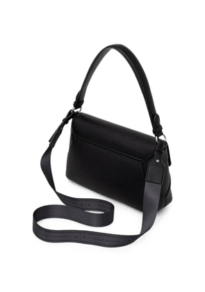 Armani Exchange logo-plaque pebbled shoulder bag - Black