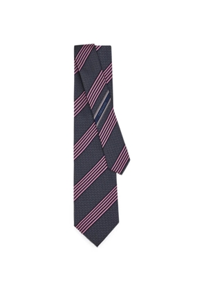 Ferragamo Regimental Gancini silk jacquard tie - Grey