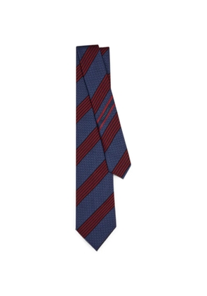 Ferragamo Gancini-print diagonal-stripe tie - Blue