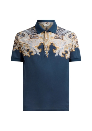 ETRO cotton pique polo shirt with placed print - Blue