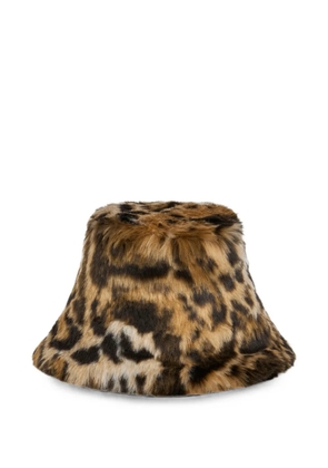 ETRO leopard-motif faux-fur bucket hat - Brown