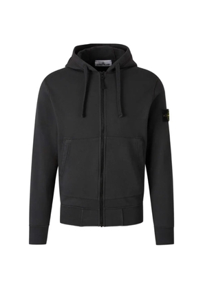 Stone Island logo-patch zip-up hoodie - Black