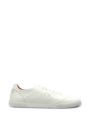 Giorgio Armani embossed-logo leather sneakers - White