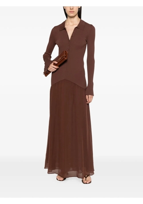 Patrizia Pepe ribbed-knit fluid-skirt dress - Brown