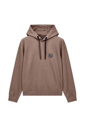 Giorgio Armani logo-patch drawstring hoodie - Brown