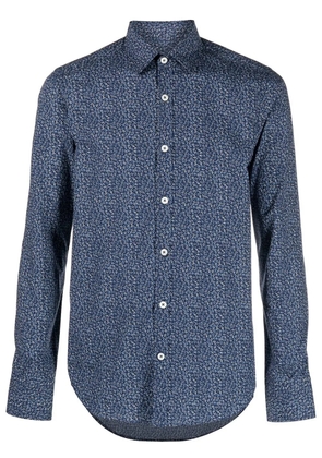 Canali floral-pattern print classical shirt - Blue