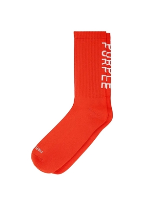 Purple Brand logo-knit ribbed socks - Red