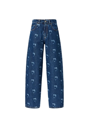 PINKO monogram-print straight-leg jeans - Blue