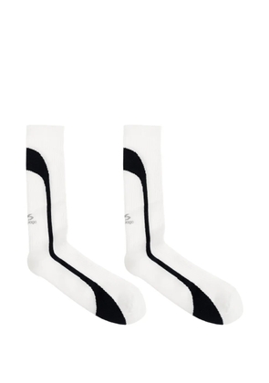 Balenciaga logo-print ribbed-knit socks - White