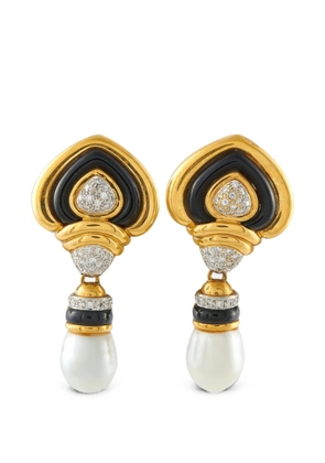 LB Exclusive diamond and pearl drop earrings - Gold