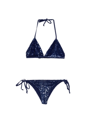 P.A.R.O.S.H. sequin-embellished halterneck bikini - Blue