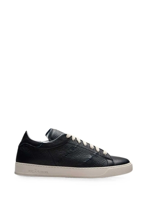 Kiton cross-stitch leather sneakers - Black