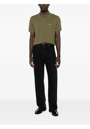 Emporio Armani logo-embroidered tipped polo shirt - Green